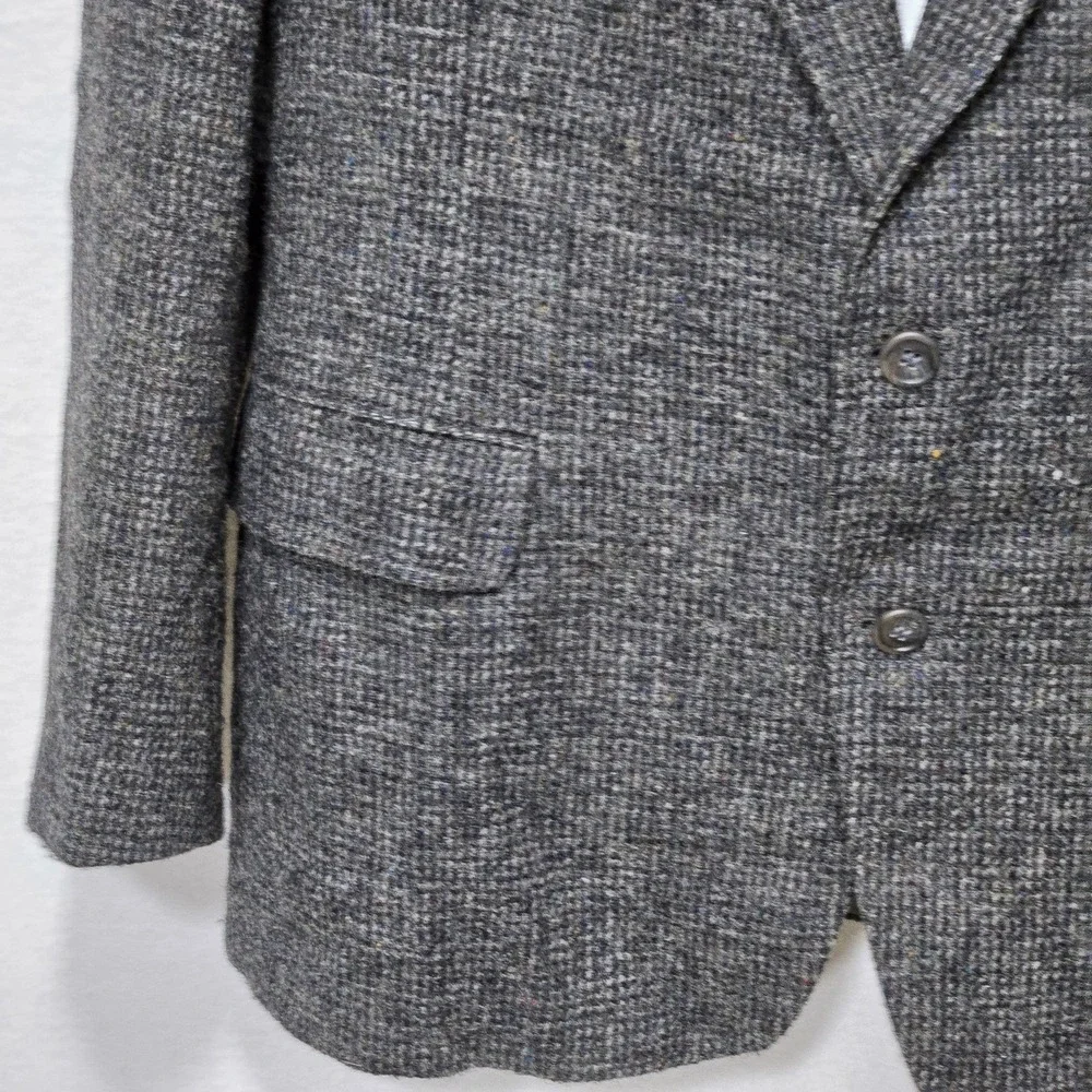 Patrick James Harris Tweed Blazer Mens‎ 44R Gray Wool Scottish Vintage Style USA